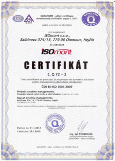 Certifikát Qualiform
